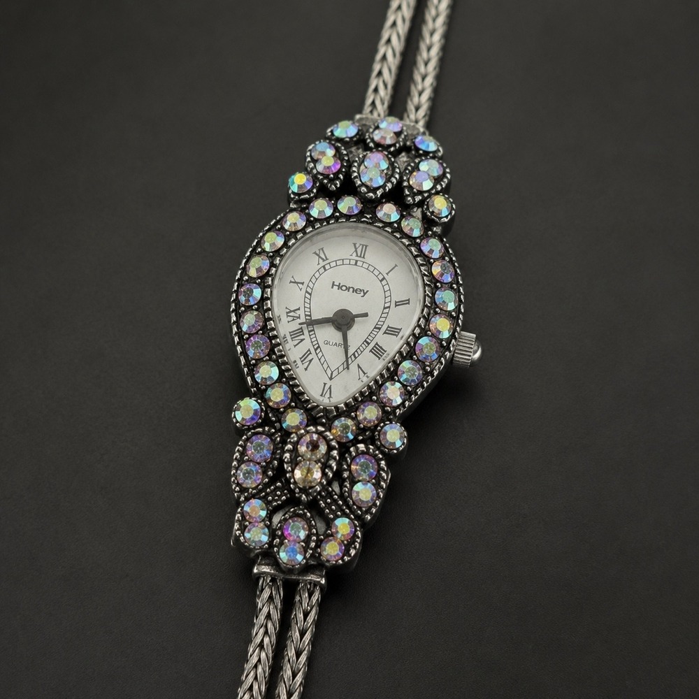 Vintage Y2K Honey Japan Quartz AB Rhinestone Bracelet Watch Untested